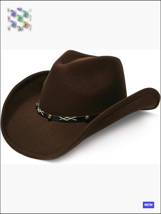 Western Cowboy Hat Wide Brim Adjustable Faux Suede Vegan Cowhide Felt Unisex main image 4